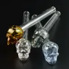 Wholesales Skull Pyrex Glass Oil Burner Pipes Colorful Mini Pipe Straight Tube Hand Pipes Smoking Pipes Free Shipping SW22