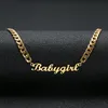 Lovely Gift Gold Color Babygir Name Necklace Stainless Steel Nameplate Choker Handwriting Signature Necklace For Girls