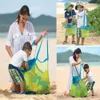 Katlanabilir kum uzakta plaj çantası taşınabilir plaj çantaları çocuklar çocuk örgü depolama çantası plaj oyuncak sepetleri çanta