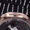 安く新しいメンズコレクションラウンド7042 B S6 SQTバッグスケルトンダイヤル自動メンズウォッチローズゴールドダイヤモンドベゼルレザーストラップゲント腕時計