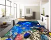 bathroom wallpaper Ocean World beach surf Dolphin 3D floor tiles three-dimensional painting