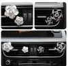 2Pcs Rhinestone Camellia Shape Car Air Vent Perfume Clip Air Freshener Car Ornament Car Interior Decoration