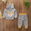 Bebek Boys Çocuk INS Fox Baskılı Kapüşonlular Seti Çocuklar Sonbahar Uzun Kollu Hoodie + pantolon Kıyafetler Çocuk Casual Suit Giyim 2 adet belirler