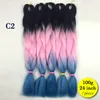 Frete Grátis Atacado Ombre Sintético Kanekalon Três Tons Trança Extensões de Cabelo Xpression Caixa Jumbo Tranças Cabelo 24 polegadas 100g/Piece