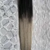 Estensioni per capelli in argento Ombre Micro Loop Anello per capelli 100G 1G / S 100S REMY Micro Bero Perline Capelli T1B / Grigio Micro collegamento Estensioni dei capelli umani