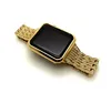 24K Guldpläterad Apple Watch Bezel Cover Case + Guld Diamanter Rostfritt Stål Klockband för Apple Watch S1 / S2 / S3 42mm (2in1 set)