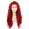 26 "Extra Long # 3100 Red Curly Cally Friendly Sintetic Hair Lace Front Party Wig