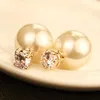 Double Pearl Zircon sided temperament damörhängen Kvinnor Party Smycken Koreanska Vintage Luxury Stud Örhängen Tillbehör