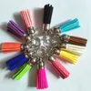 12 sztuk / partia Zamszowe Tassels Brelok 3 cm Tassel Brelok Bag Charms 15 Kolory Pure Color Tassel Wisiorek Do Bag Bransoletka Zipper