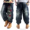 Nouveau Mode Hommes Jeans Hip Hop Sarouel Lâche Baggy Broderie Pantalon Décontracté Denim Pantalon Streetwear Plus La Taille