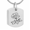 Square Morning Glory / Blommor Leaf Pendant Cremation Smycken Urn Halsband Minnesmärke-Aska Hållare Keepsake