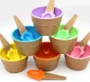 Çevre Dostu Çocuk 'S Plastik Dondurma Kase Kaşık Seti Dayanıklı Dondurma Kupası Çocuk Çiftler Hediyeler Güzel Tatlı Bowl Küvetler