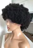 Afro kinky curl full spets peruk ny populär stil Virgin brasilianskt mänskligt hår 130% densitet spets fram peruker för svart kvinna snabb express leverans