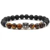 Uggla Charms Aromatherapy Essential Oljediffusor Armband Svart Lava Sten Armband Stretch Yoga Tiger Eye Smycken