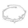 Prezent Butterfly 925 Srebrna bransoletka JSPB409 Dziewczyna Sterling Srebrny urok Bracelets283f