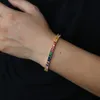 rainbow tennis bracelet for women men gold plated square baguette cubic zirconia colorful cz bangle 17cm 19cm3186