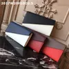 Carteras de mujer de alta calidad, cubierta inclinada de cuero real liso, bolsillo con cremallera, capas internas de ranura para tarjetas con cajas originales