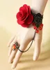 hot new Goth ornamenti a mano vintage rosa rossa perline di cristallo vampiro appesi bracciale donna moda classico elegante