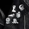 Europese stijl creatieve broche schedel en schoonheid tassen jeans kraag broches pins sieraden accessoires sieraden bevindingen gemengde orde