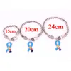 Classic Jewelry Unisex Charm Bracelet Ribbon Bow Shape Autism Style Beautiful Enamel Pattern Three Length Chain Zinc Alloy Dropshipping