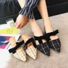 Moxxy Brand 2018 Autumn Genuine Leather Bowknot Pointed Toe Flat Woman Slippers Slip On Butterfly Loafers Mules Flip Flops