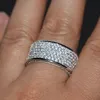 Storlek 5-10 Lyxig smycken 10kt vitguld fylld Full Pave Sapphire CZ Diamond Kvinnor Bröllop Cirkel Band Finger Ring för älskare gåva