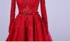 Catar 2024 alta qualidade novo tipo de tiro em vermelho longo festa formal vestidos de noite de manga comprida rendas contas bola vestidos de baile hy041