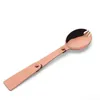 Folding Spoon Rose Gold Stainless Steel Spoons Portable Outdoor Camping Tableware With Plastic Box Buckle ZA6321
