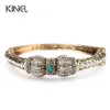 whole Kinel Vintage Green Crystal Flower Bangles Resin Bracelets Pulseiras Feminino Turkish Bracelet Bijouterie Hand Jewelry5728257