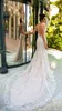 Sirène robe en dentelle appliques perles perles de perles robes nuptiales robes de tulle à plusieurs niveaux pour la fête de mariage personnalisée