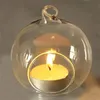 Crystal Glass Hanging Candle Holder Candlestick Home Wedding Party Dinner Decor round glass air plant bubble crystal balls Free shipping