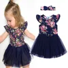 Babykleidung 2018 Neueste Baby Mädchen Kleid Mode Blumen Gedruckt Gaze Kleid + Stirnband 2 Stücke Neugeborene Kinder Mädchen Exquisite Prinzessin Kleider