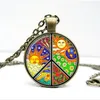 Fashion 2017 Hot sale Hippie Necklace Sign Peace Pendant Hippie Jewelry Glass cabochon Necklace art gift for women men A-124 HZ1