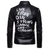 Ropa De Hombre PU Leather Jackets For Men Plus Size Black Printing Zip Mens PU Leather Jacket Mens Coats Jaqueta Masculin M-5XL