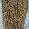 Mongolski Kinky Curly Clip in Hair Extensions 7PCA 100G Clip in Afro Hair Extension 10 "-26" African American Clip in Human Hair Extensions