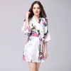 Stylish Rayon Female Mini Nightdress Hot Sexig femärmningspyjama för kvinnor Summer Floral Print Home Wear