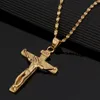 24K Gold Jesus Kreuz Halskette Religion Kruzifix INRI Anhänger Schmuck