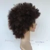 Cosplay Afro kinky Kıvırcık Peruk 10 "Kahverengi İnsan Saç Makinesi Gibi Yaptı Glueless Parti Peruk Siyah Kadınlar Için Stokta Hızlı Kargo