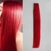 Red Tape In Human Hair Extensions Remy Hair 100g Tape In Human Extensions 40pcs 9 Colors Silky Straight European Tape in Hair Whol6207671