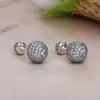 Brincos de bola de cristal natural de prata esterlina 925 reais se encaixam em joias de prata estilo Pandora para mulheres Brinco de contas de disco de diamante