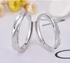Simples amantes coreanos par anel autêntico 925 esterlina prata pavimentar bandas de casamento anéis para casais