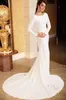 Crepe Mermaid Modest Wedding Dresses With Long Sleeves Jewel Neck Sheer Lace Back Simple Country Boho Modest Bridal Gown New Arrival