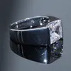 Vecalon Merk Desgin Shinning Luxe Sieraden 925 Sterling Zilver Solitaire Wit Topaz CZ Diamond Edelstenen Kantoor Mannen Bruiloft Bandf Ring