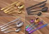 4 pcs De Aço Inoxidável Colorido Talheres Set Rainbow Banhado A Ouro Louça Criativo Jantar Set Garfo Faca para o Casamento Do Hotel c714