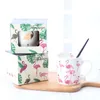 Tasse en céramique motif flamant rose avec poignée gobelet à thé au lait tasses à café rondes résistantes à la chaleur pour les femmes de haute qualité 15qja BB