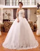 2018 Strapless trouwjurk kant kant bruid jurk bal jurkprincess trouwjurk kristal decoratie vestido de noiva7642630