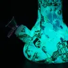 Glow in the dark beaker base water smoke pipe Mini Multi Silicone printing glass bongs glass waters pipes wax dab rig