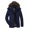 Helisopus Kurtka Zimowa Mężczyźni Bawełna Wyściełana Ciepła Parka Płaszcz Casual Faux Futro Kapturem Long Jacket Windbreaker Plus Asian Size 5XL 6XL