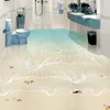 현대 간단한 해변 바다 웨이브 사진 벽 종이 3D 바닥 타일 벽화 스티커 욕실 방수 자체 접착 3D 벽지