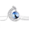 Totem Wolf Glas Cabochon Mond Halskette Ketten Silber Tiermodelle Modeschmuck Für Frauen Kinder Geschenke